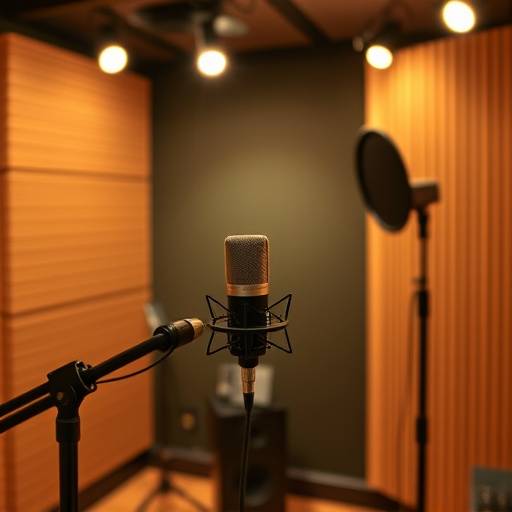Voiceover-studio med mikrofon og lydisolasjon